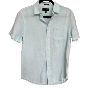 NWOT Banana Republic Men's Slim Fit Blue Linen Button Down Size Small